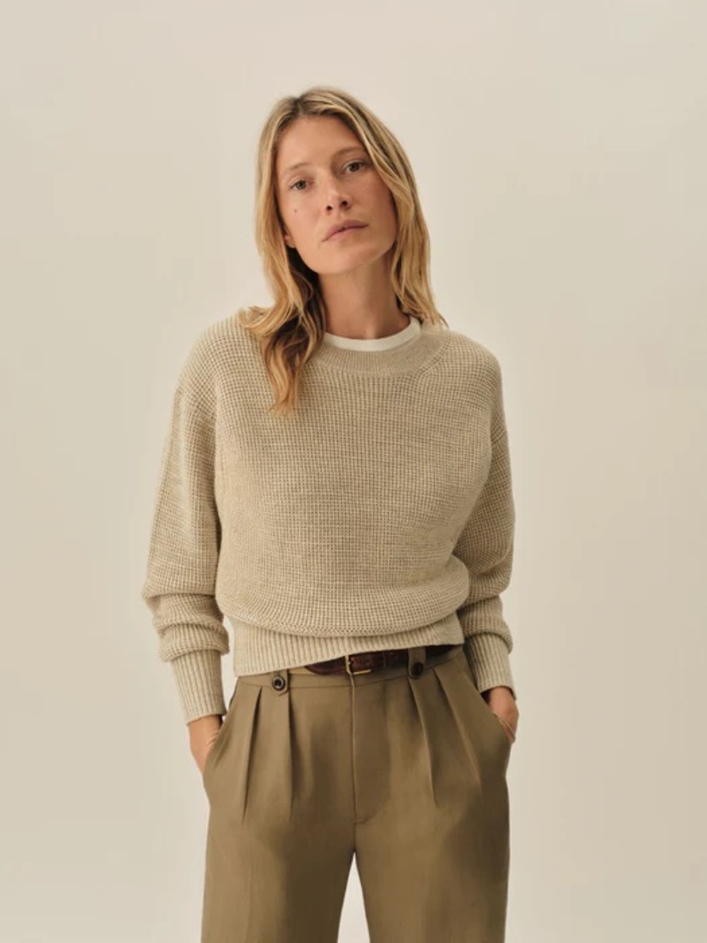 Buck Mason Beige Crewneck Sweater